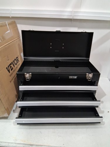 metal 3-drawer tool box with locking - 20.5" - black/silver (model: tbd-2003ssbk) image 4