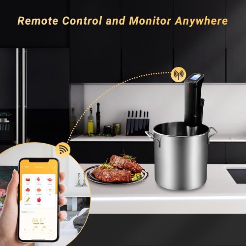 inkbird wifi sous vide cooker machine - accurate temperature control with fast heating - smart wireless immersion circulator -1000w (model:isv-100w) image 2