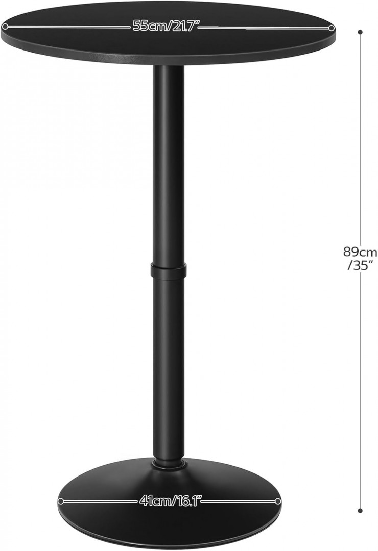 HOOBRO Round Bar/cocktail Table with non-slip base - 35" - Black (model: BB57BT01) image 2