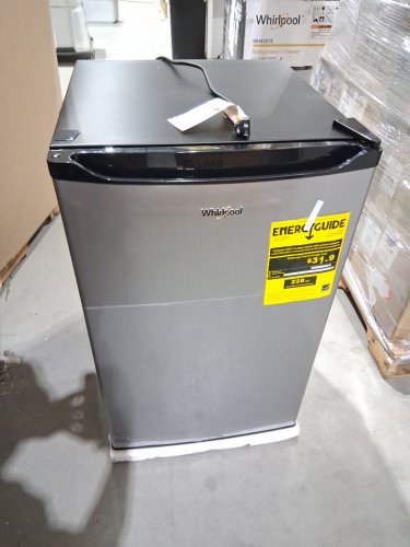 whirlpool mini refrigerator/FRIDGE with reversible door - freezer compartment - 4.3cu.ft stainless steel and black (model:wh43s1e) image 3