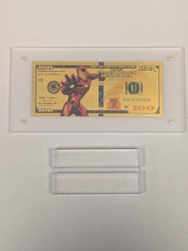 Marvel's Iron Man Frame Foil Gold Bill - $100 US Bill - 8" x 4" Acrylic Display Frame image 3