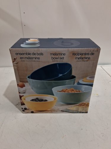 10PC PANDEX MELAMINE BRPA-FREE MIXING BOWL SET WITH LIDS - ASSORTED COLORS (MODEL: 1901780) image 2