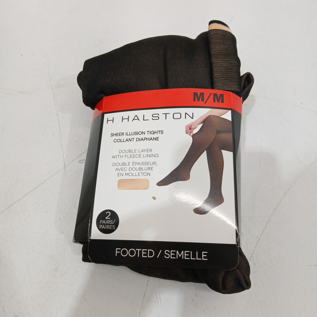 2PK WOMEN'S HALSTON SHEER ILLUSION FOOTED TIGHTS - DOUBLE LAYER WITH FLEECE LINING - MEDIUM (MODEL: 1925490) image 2