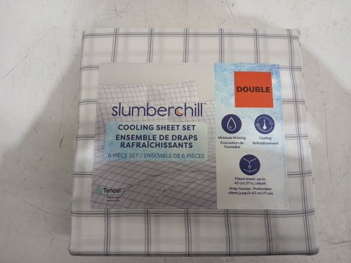 6PC Slumberchill Cooling Bed Sheet Set With 4 Pillow Cases - Double - White/Grey/Blue (Model: 1976200) image 4