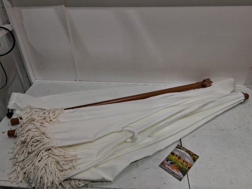 AMMSUN Outdoor Patio beach Umbrella with Fringe Tassel - 7ft, UPF50+, Premium Steel Pole and Ribs, Push Button Tilt - cream white (model: AM76009) image 6