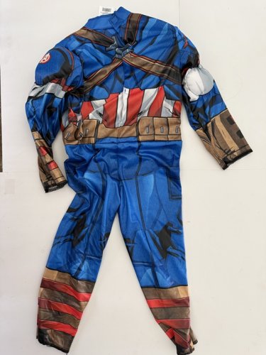 BOYS MARVEL CAPTAIN AMERICA COSTUME (NO MASK) - EXTRA SMALL - BLUE/RED image 3