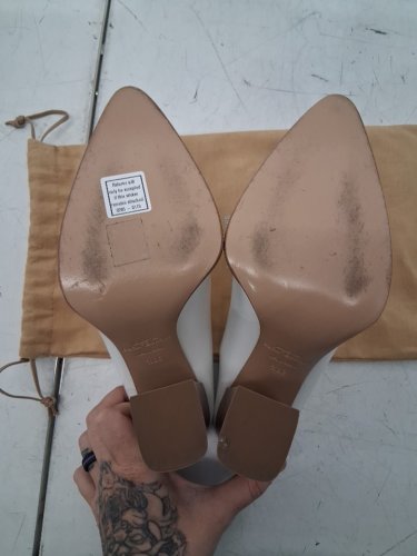 women's michael kors Bond Runway Leather High Block Heel Mules - size 8.5 - white/brown image 5