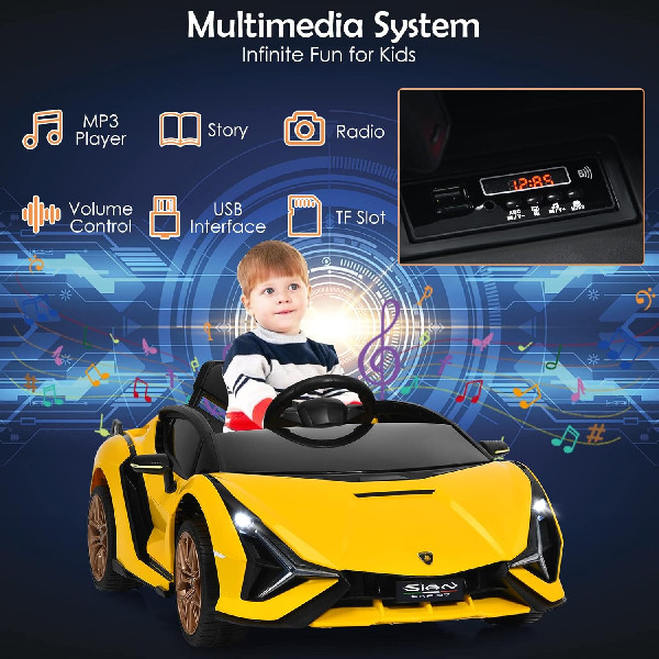 INFANS 12V Licensed Lamborghini Ride On Car with Parent Remote Control - 55lbs max - Yellow (Model: TQ10069US-YW) image 3