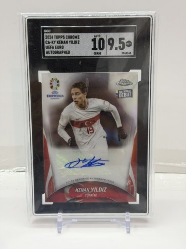 SIGNED KENAN YILDIZ NATIONAL DEBUT ROOKIE CARD - SGC GRADED 9.5 AUTO GRADE 10 - 2024 TOPPS CHROME UEFA EURO AUTO CARD (#CA-KY) image 3