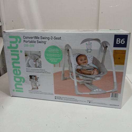INGENUITY CONVERTME SWING-2-SEAT corded PORTABLE SWING - 0M to 9M - RAYLAN FASHION / grey (MODEL: 12189-es) image 2