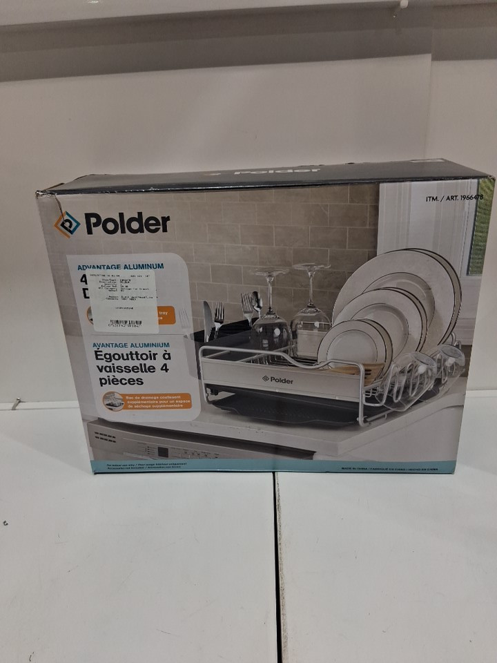 4pc polder advantage aluminum dish rack - 20.6" × 14" × 6.9" - GREY/BLUE (model: 1966478/KTH-6350CN) image 2