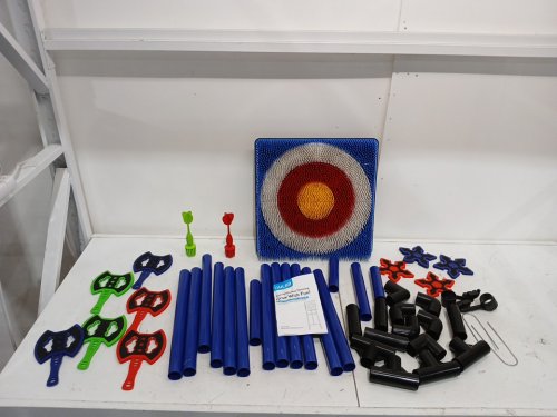 3-in-1 tailbb outdoor backyard axe throwing game with bristle target - 51-61" - blue image 4