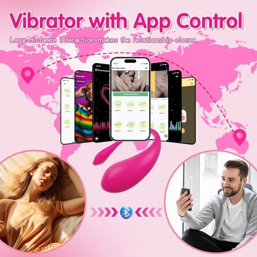 Wearable silicone Vibrator - Adult Toys with Bluetooth App Remote Control - 10 modes - hot pink image 3