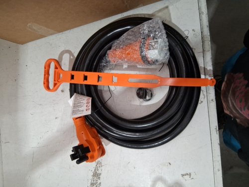 VEVOR 10FT Generator Power Cord - 125/250V, 50AMP, 12000W, SS2-50R & SS2-50P Compatible, Heavy-Duty Extension Cord with Portable Strap - black / orange image 5