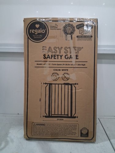 REGALO EASY-STEP METAL WALK-THROUGH SAFETY GATE - 30" X 29'' - 38.5'' - WHITE (MODEL: 1160DS) image 2
