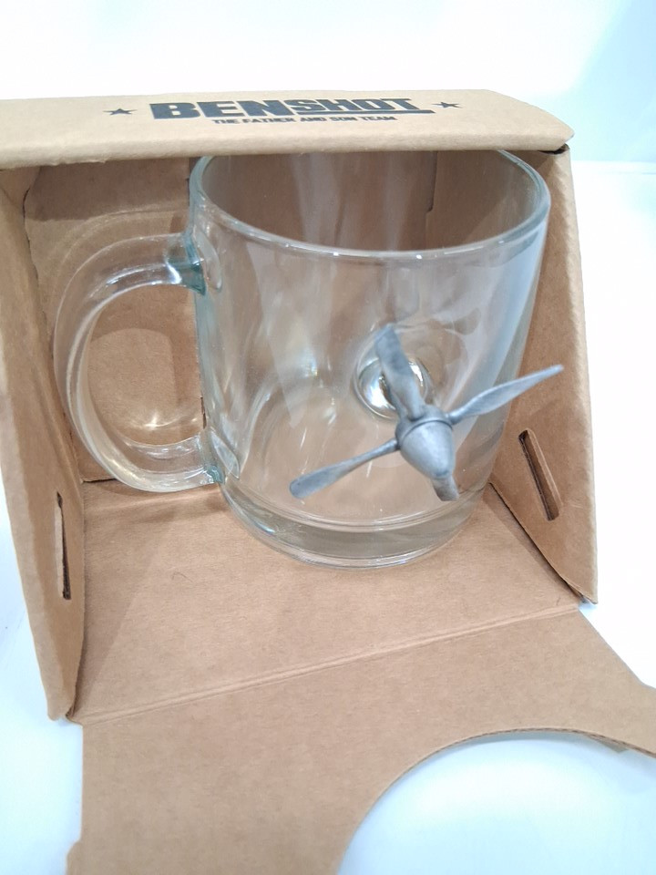 aircraft propeller embedded coffee mug glass  - 13oz - clear/silver image 3