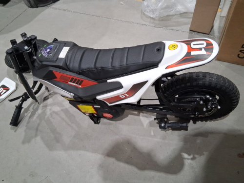 Kids GARVEE Electric Dirt Bike with Rear Suspension, Music & RUBBER TIRES - 350w - 13.7mph - 24v - white/multicolor (model:JC310A) image 6