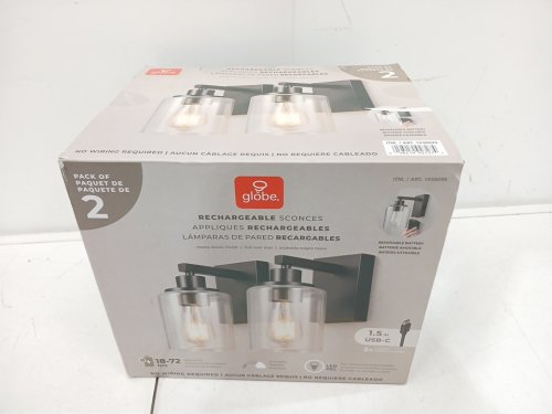 2PK globe Rechareable scones light fixture with removable batteries - dimmable - 18-72hrs - LED - 2700k - 250LM - matte black (model: 1938095) image 3