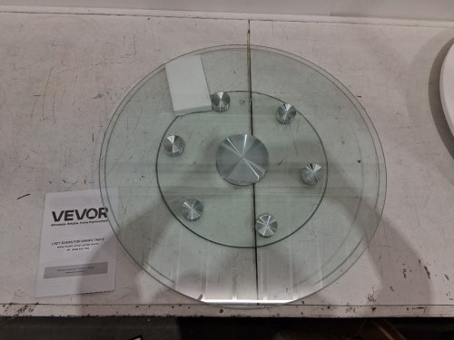 lazy susan turntable tempered glass dining table centerpiece with 6 rotating wheels - 30'' - transparent (model: sku004) image 5