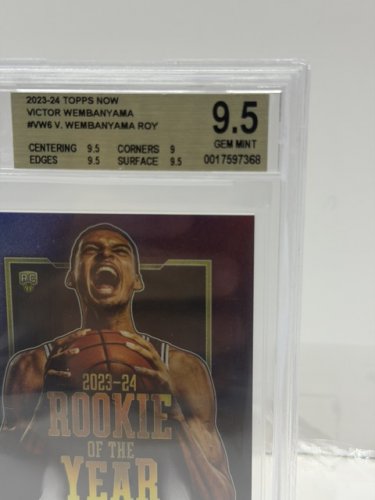 BECKETT GRADED 9.5 GEM MINT 2023-24 TOPPS NOW VICTOR WEMBANYAMA ROOKIE OF THE YEAR ROOKIE CARD #VW-6 image 3