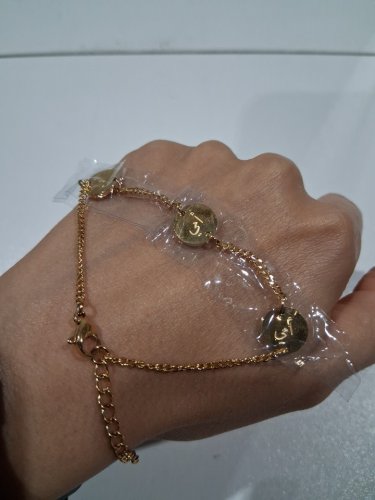three engraved "أمي,ummi,mother" coin charms bracelet - 6.5" - 8"/10mm each charm - gold image 4