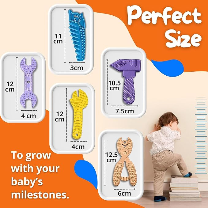 7pc baby's Lanoah toys infant teething tool set - 3M+ - BPA free - assorted colours image 2