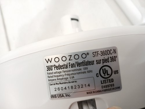 WOOZOO ADJUSTABLE PEDESTAL 360 OSCILLATING 12 SPEED STANDING FAN WITH TOUCH SCREEN BASE - 21" - 36" - WHITE (MODEL: STF-360DC-N) image 5