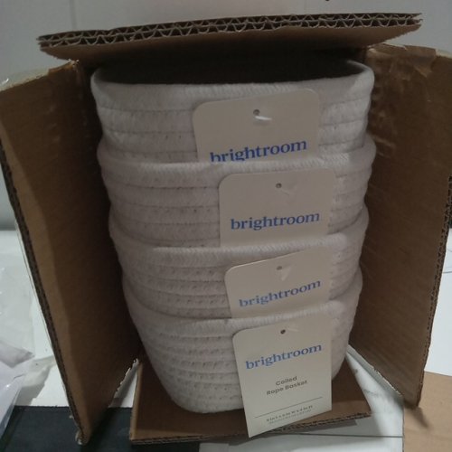 4PK BRIGHTROOM COILED POLYESTER COTTON ROPE BASKETS - 8" X 6" X 4" - white image 2