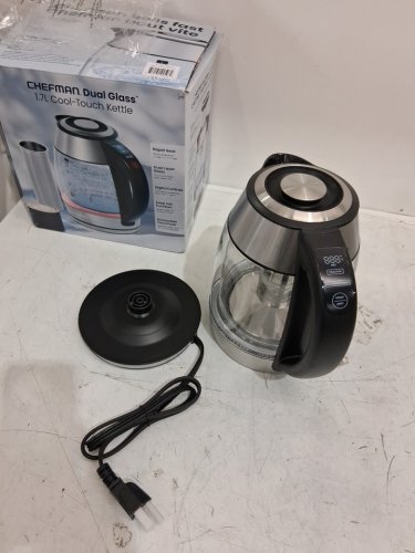 CHEFMAN DUAL-GLASS COOL-TOUCH DIGITAL KETTLE WITH ADJUSTABLE TEMPERATURE AND REMOVABLE TEA INFUSER - 1.7L CAP - STAINLESS STEEL/BLACK (MODEL: RJ11-17-CTI-DG-CA-CO/1992747) image 3