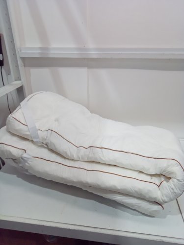 polyester QUILTED MATTRESS TOPPER - 39" x 75" - WHITE/brown image 2