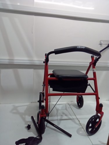 DRIVE MEDICAL 4 WHEEL ROLLATOR WALKER WITH BASKET - 300LBS CAPACITY - RED (MODEL: 10257RD-1) image 2