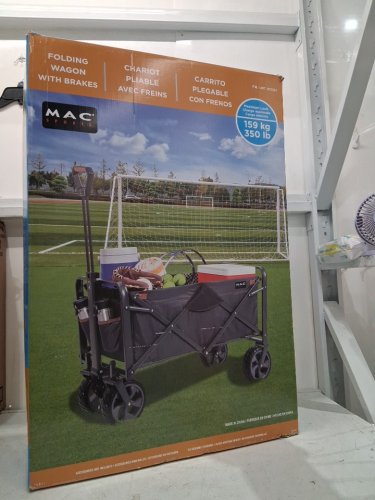 MAC SPORTS FOLDING WAGON WITH BRAKES AND POCKETS - 8.6" X 21.7" X 25" - 350LBS CAP - BLACK (MODEL: 1872234) image 2