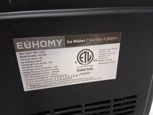 EUHOMY Countertop Ice Maker Machine with Handle, Basket and Scoop - MAKES 26LB/Day - BLACK (MODEL : im-06d / IM001-Bbl-CAEH) image 9