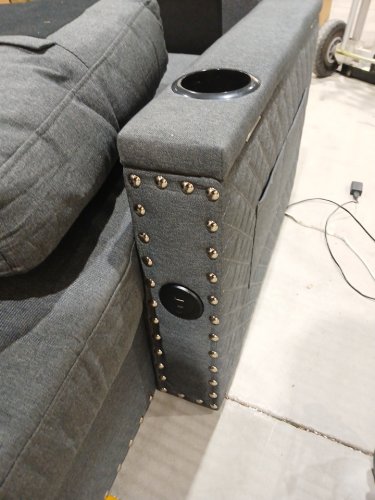 Sectional Sofa Chaise with cupholder storage arm - 53" - Grey image 5