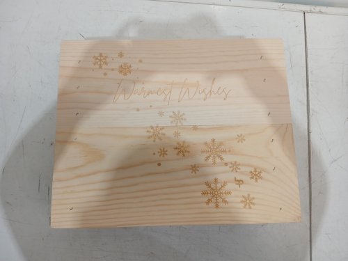 crafty holiday wooden box ' best wishes '  engraved - 15" x 12" x 7" - natural image 3