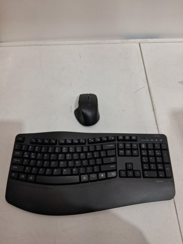 wireless 2.4g full size wave keys ergonomic keyboard with wrist rest & wireless ergonomic mouse combo pack - black (model: mk399) image 3