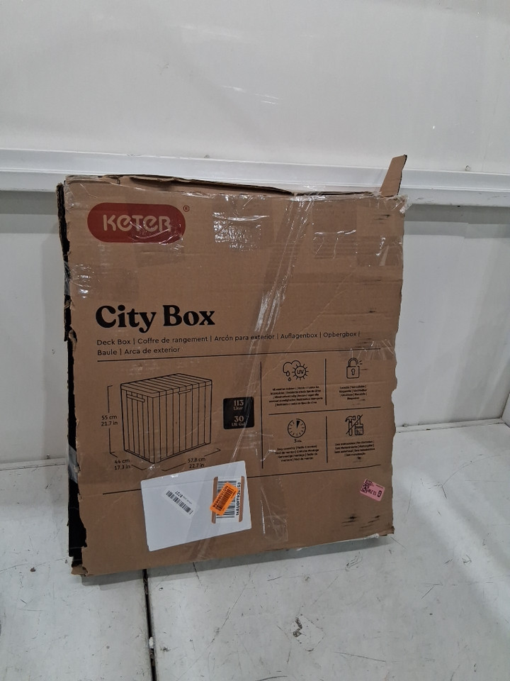 Keter City Deck Box Outdoor Storage - 113L/22.7" x 17.3" x 21.5" - Black image 3