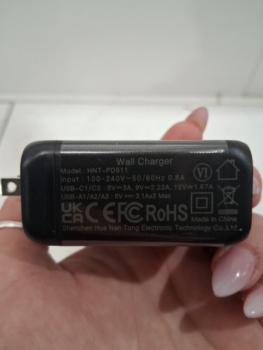 2PK MULTI-PORT FAST CHARGING WALL BLOCK - 50W - BLACK (MODEL: hnt-pd511) image 2