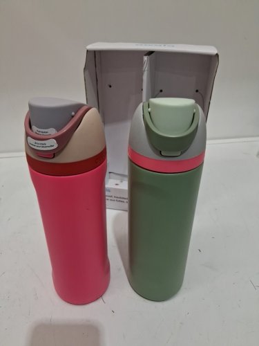 2pk OWALA STAINLESS STEEL WATER BOTTLES - 24OZ - PINK/green (MODEL: 1965314) image 3