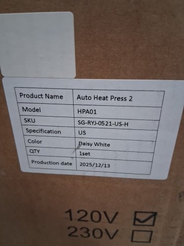 HTVRONT Auto Heat Press 2 Digit Sublimation Heat Press Machine With adjustable pressure -Heat Plate: 15" x 15" -White (model: HPA01) image 3