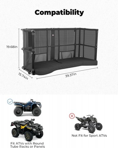 KEMIMOTO HEAVY-DUTY ATV DOG CARRIER SEAT - WIDE 22-40 MM PIPE FIT - BLACK (MODEL: B0109-03309-BK) image 2