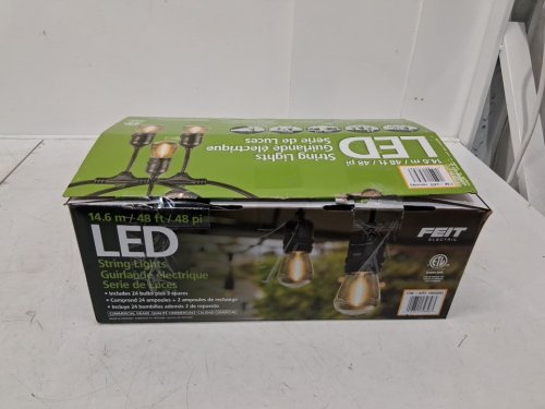 feit electric weatherproof led 24-light string lights with 2 spare lightbulbs - 2200 -  48ft - black (model: 1603293) image 2