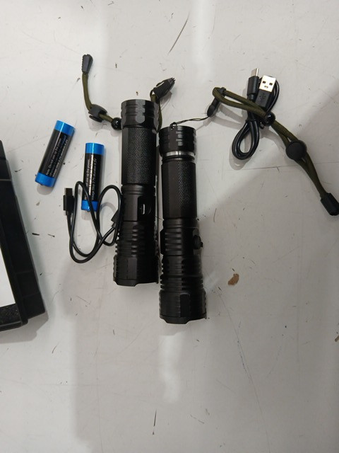 2pk cinlinso rechargeable battery LED flashlight - 200,000LM - black - (Model: M110) image 3