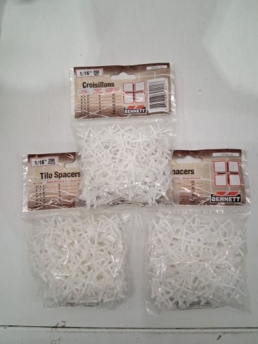 3 (200pk) Tile Wall Floor Cross Spacers - 1/16" - white image 2