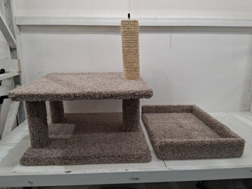 New cat condos 3-tier cat stand with scratching post - 25" x 25" x 30" - grey image 4