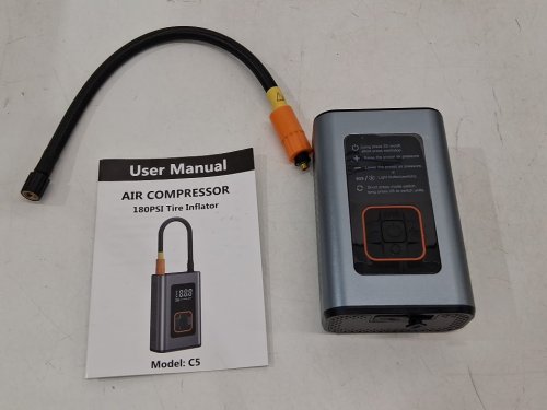 PORTABLE TIRE inflator air compressor - 180psi - grey (model: C5) image 3