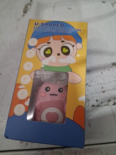 Electric  Sonic 360º U Shaped Toothbrush with 4 Brush Heads - 2y to 12y - pink/dino image 2
