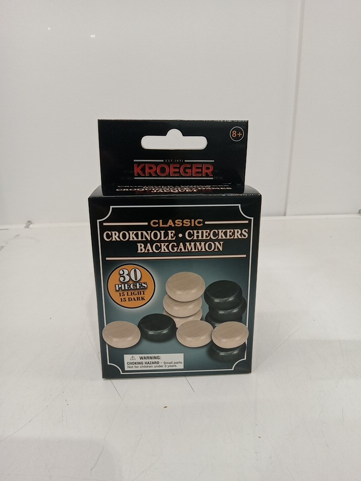 30PC Kroeger Crokinole Set for Crokinole, Checkers and Backgammon - 15 Dark and 15 Light image 2