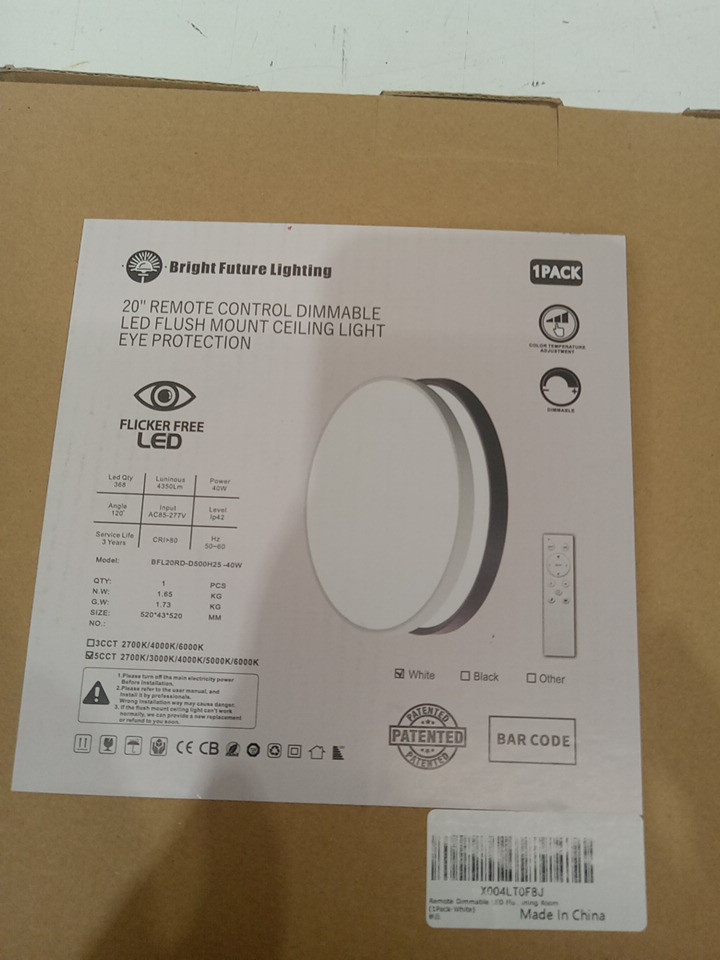Bright Future Lighting Remote Control Dimmable Large LED Flush Mount Ceiling Light Panel, 2700K-6000K, 4350 LUMENS, 40W - 20" - WHITE (MODEL: bfl20rd-d500h25-40W) image 2