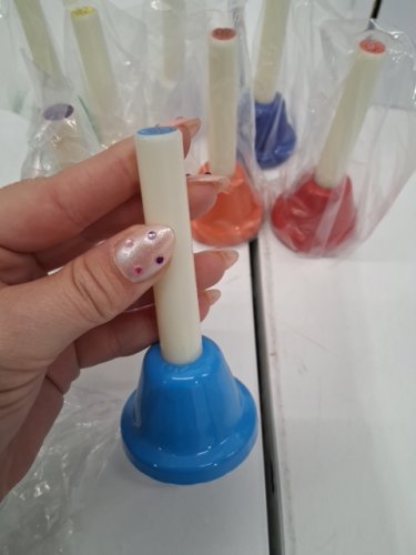 8PK Hand Bells Set with Safe Plastic Handle - assorted colors image 4